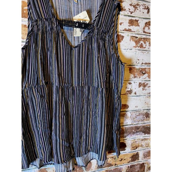 NWT Eyeshadow Striped Sleeveless Baby Doll Tank Blouse - Picture 5 of 12